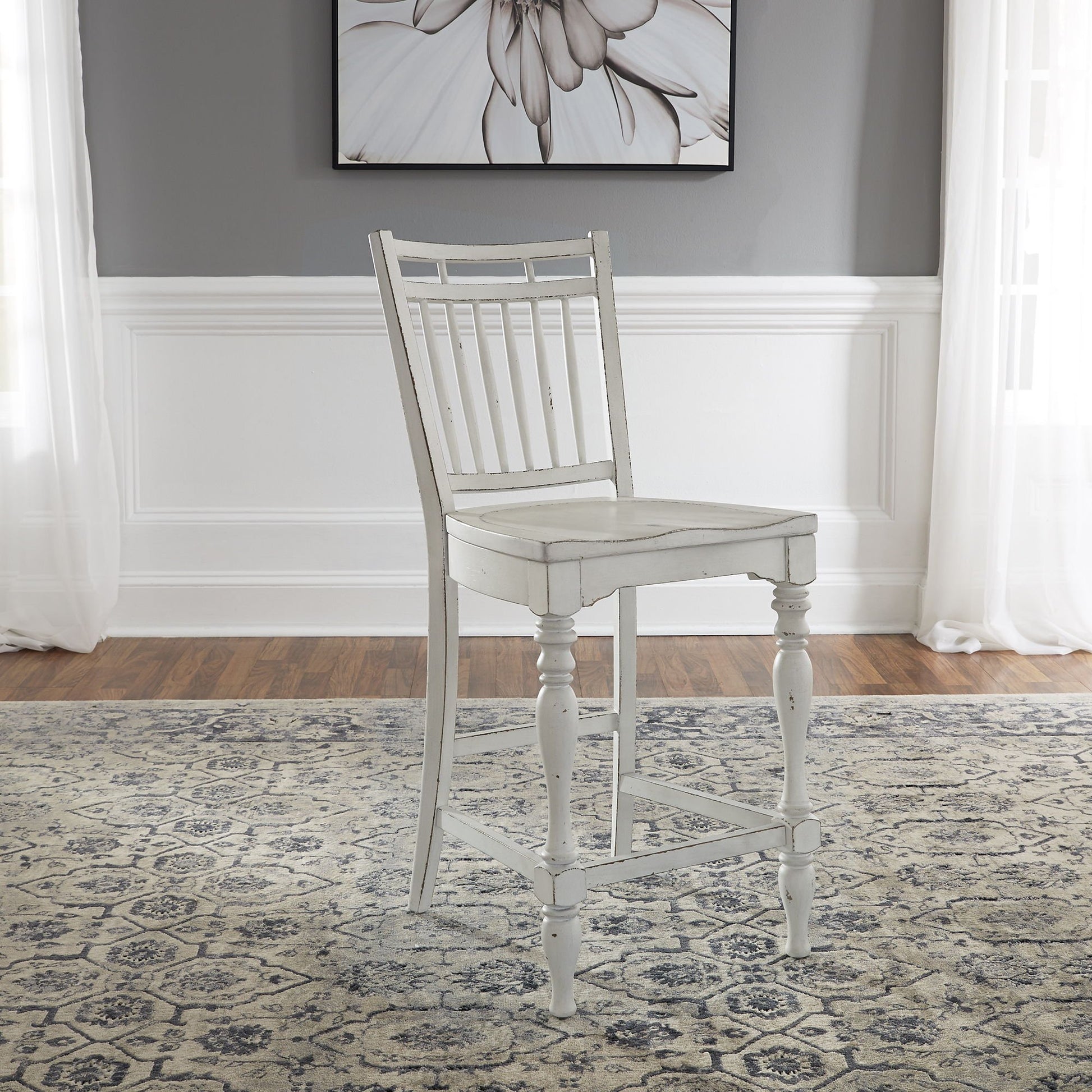 Magnolia Manor - Spindle Back Counter Chair - White - Hornell Furniture Outlet