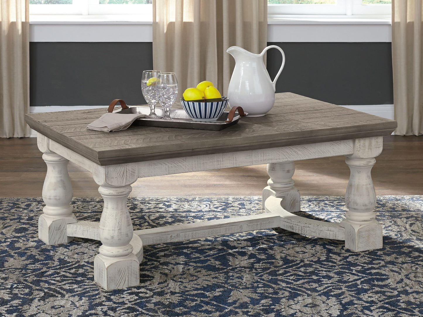Havalance - Rectangular Cocktail Table - Gray / White - Hornell Furniture Outlet