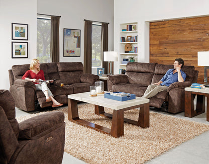 Sedona - Power Headrest Lay Flat Reclining Console Loveseat With Storage & Cupholders - Hornell Furniture Outlet
