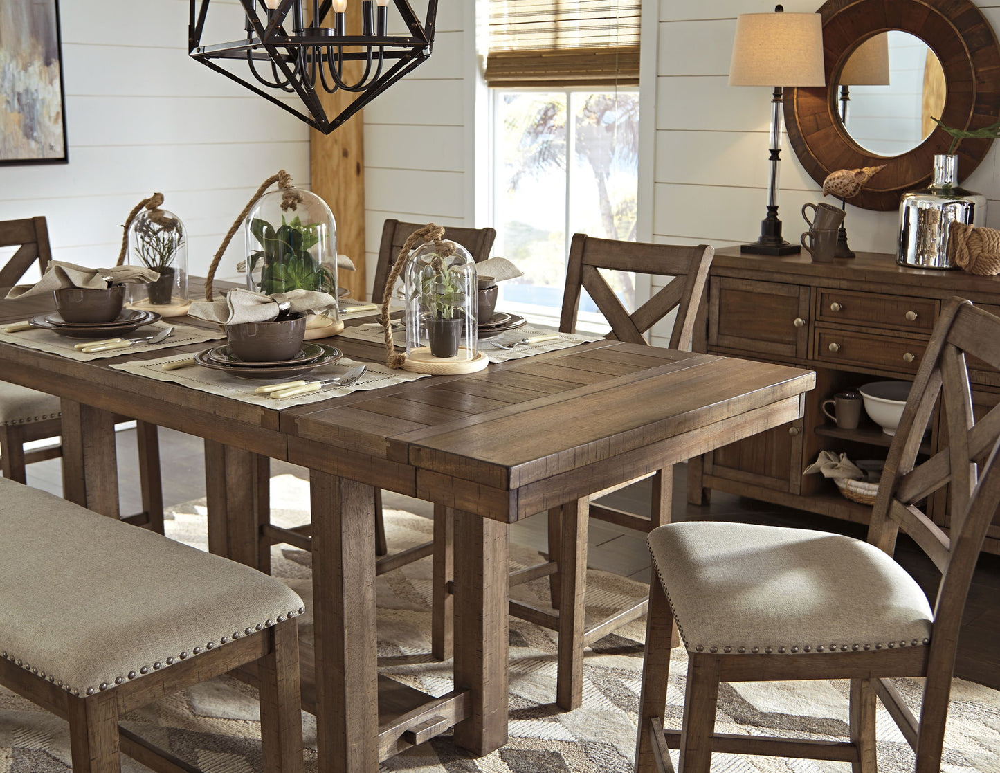 Moriville - Grayish Brown - Rectangular Dining Room Counter Extension Table - Hornell Furniture Outlet