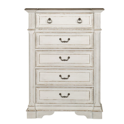 Abbey Park - 5 Drawer Chest - White - Hornell Furniture Outlet