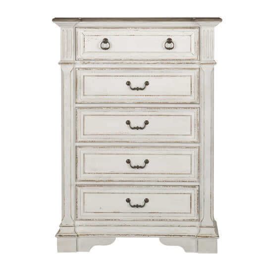 Abbey Park - 5 Drawer Chest - White - Hornell Furniture Outlet