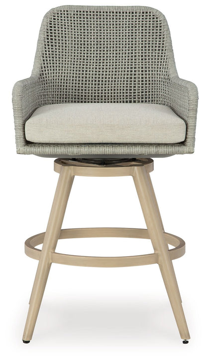 Seton Creek - Beige / Gray - Barstool With Cushion (Set of 2) - Hornell Furniture Outlet