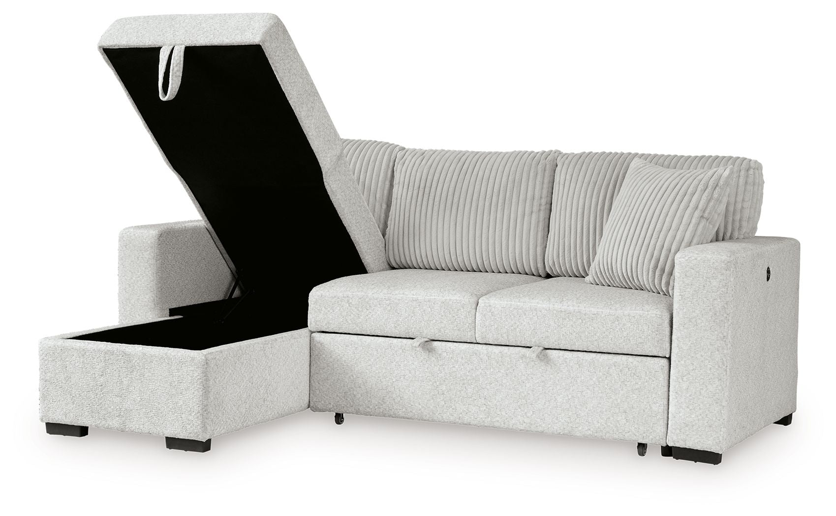Wohlen - 2 - Piece Sectional With Pop Up Sleeper And LAF Corner Chaise - Alloy - Hornell Furniture Outlet