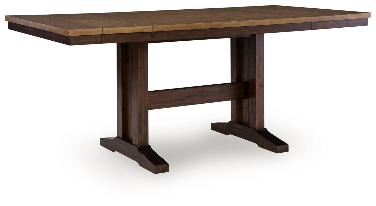 Rylandeen - Rectangular Dining Room Counter Height Extension Table - Light Brown / Dark Brown - Hornell Furniture Outlet