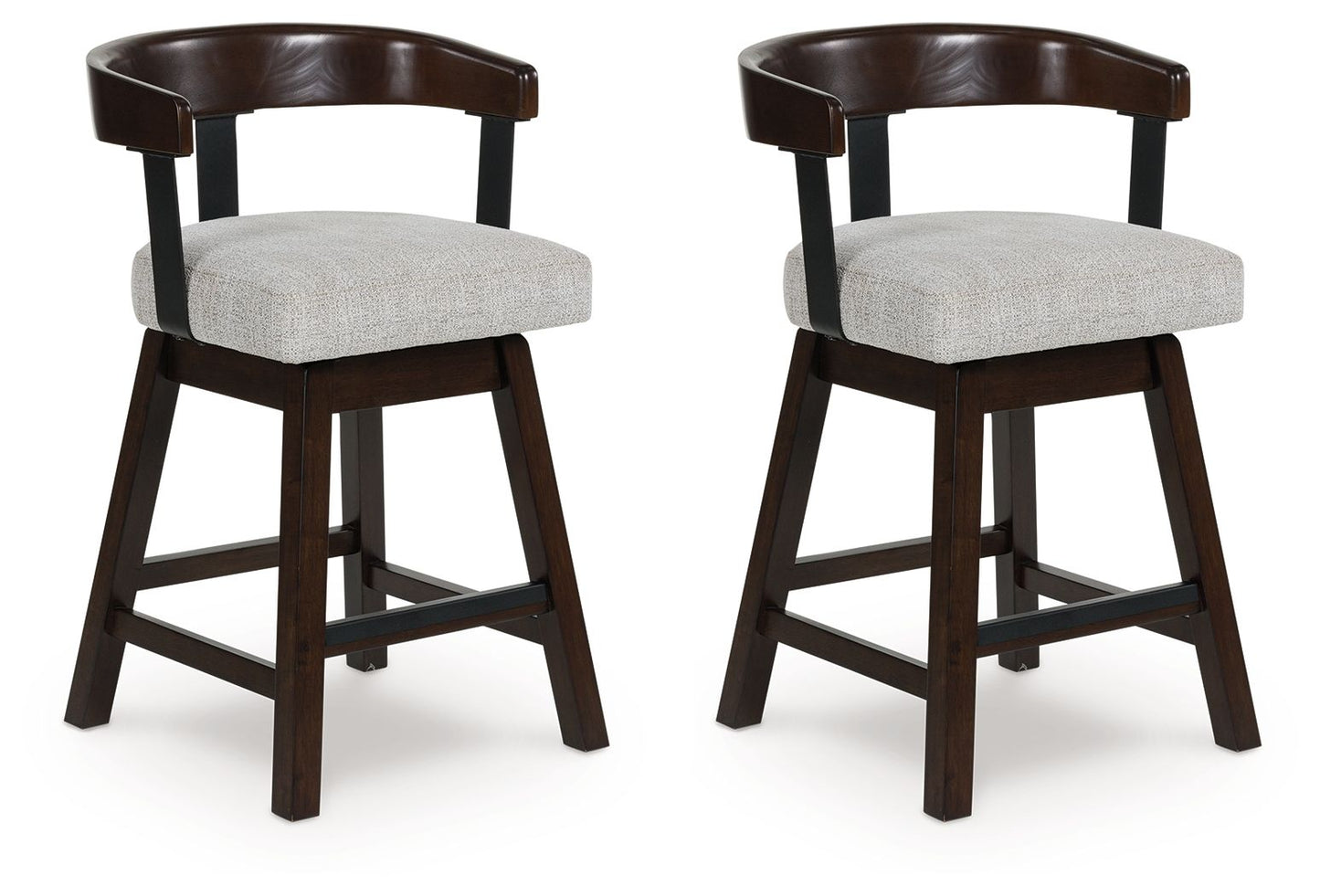 Haddigan - Dark Brown - Upholstered Swivel Barstool (Set of 2) - Hornell Furniture Outlet