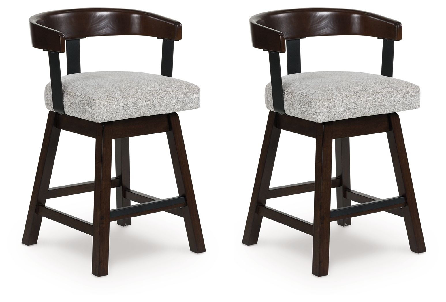 Haddigan - Dark Brown - Upholstered Swivel Barstool (Set of 2) - Hornell Furniture Outlet