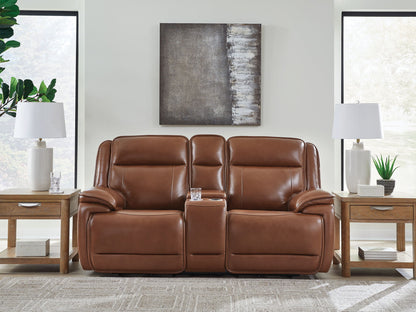 Healy Pier - Chocolate - Power Reclining Loveseat With Console / Adj Headrest - Hornell Furniture Outlet