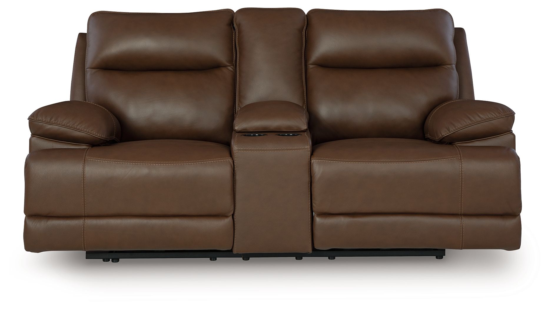 Vonryan - Tobacco - Power Reclining Loveseat With Console / Adj Headrest - Hornell Furniture Outlet