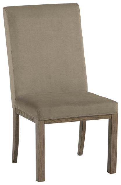 Chrestner - Gray / Brown - Dining UPH Side Chair (Set of 2) - Hornell Furniture Outlet