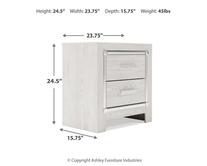 Altyra - White - Two Drawer Night Stand - Hornell Furniture Outlet