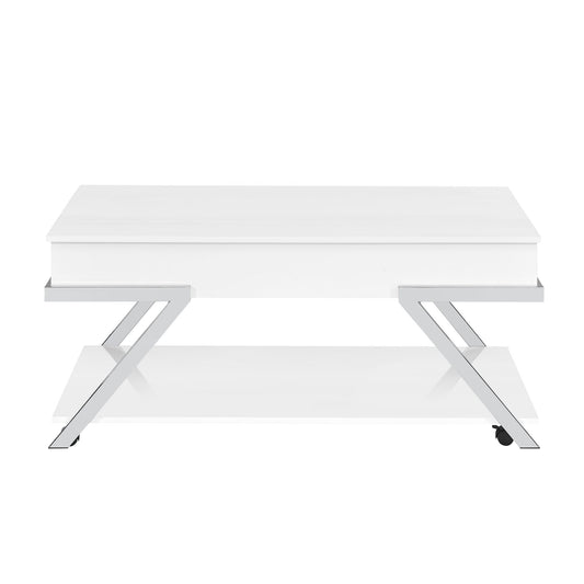 Zena - Lift - Top Cocktail Table With Casters - White - Hornell Furniture Outlet