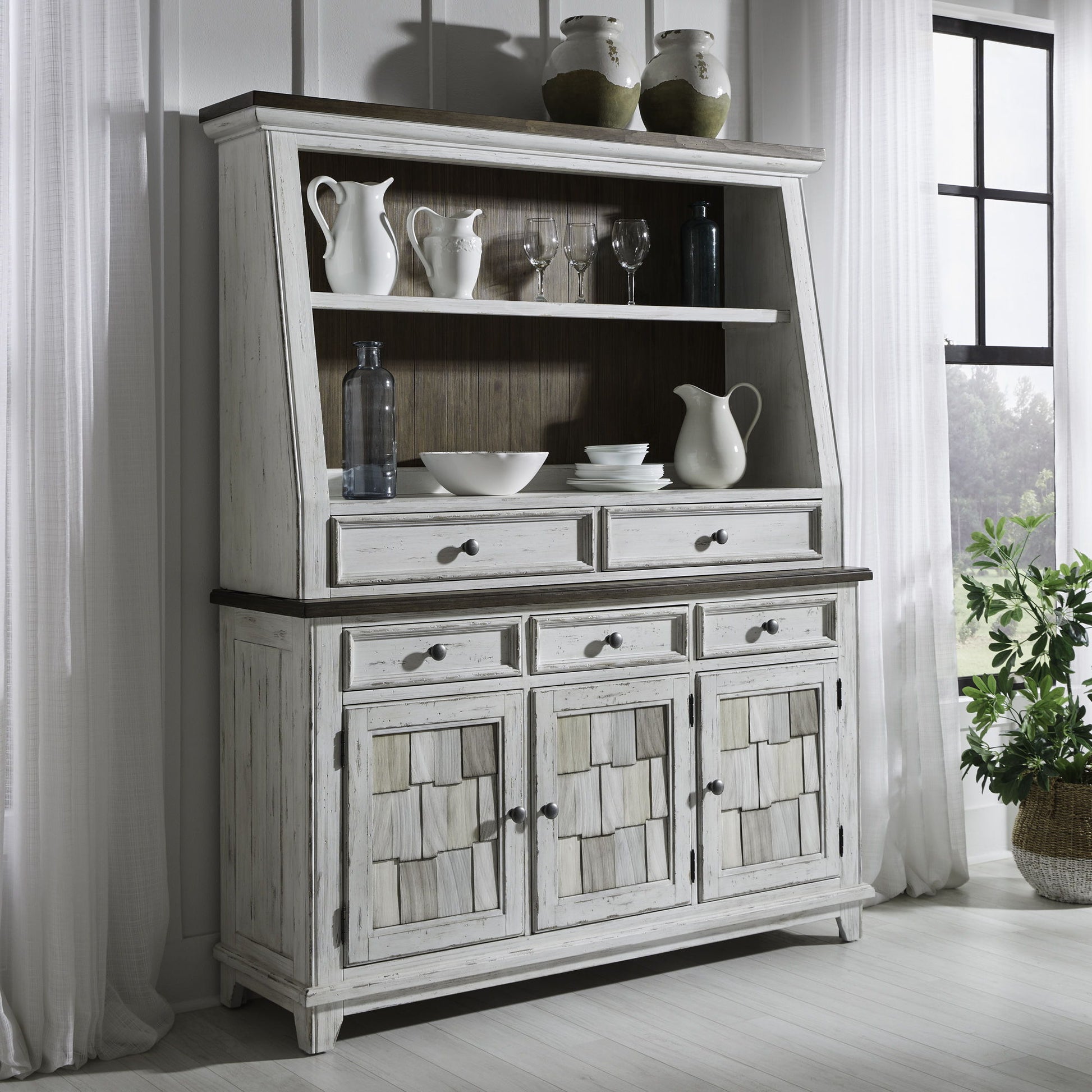 River Place - Server & Hutch - White - Hornell Furniture Outlet