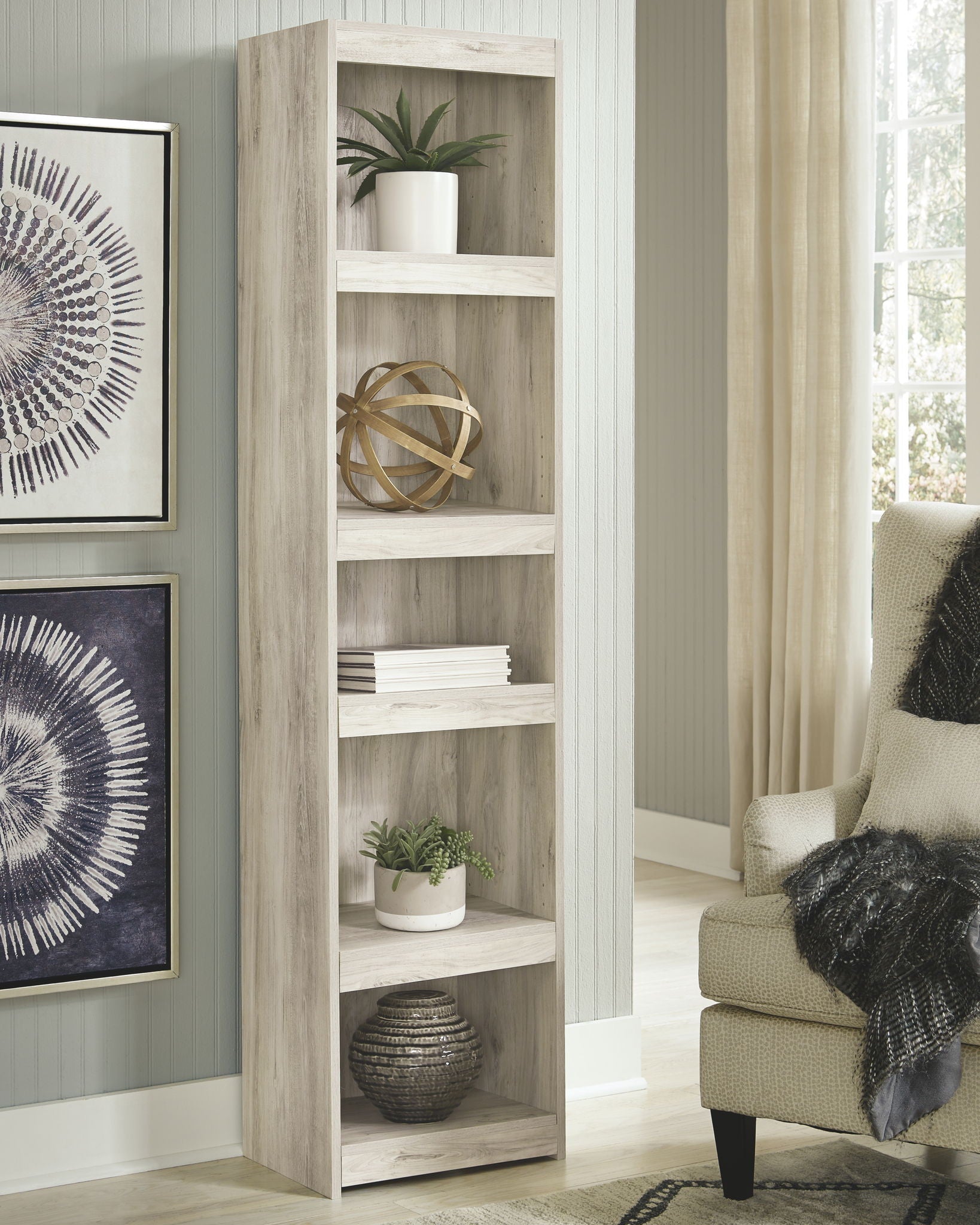 Bellaby - Whitewash - Pier - 4 Shelves - Hornell Furniture Outlet