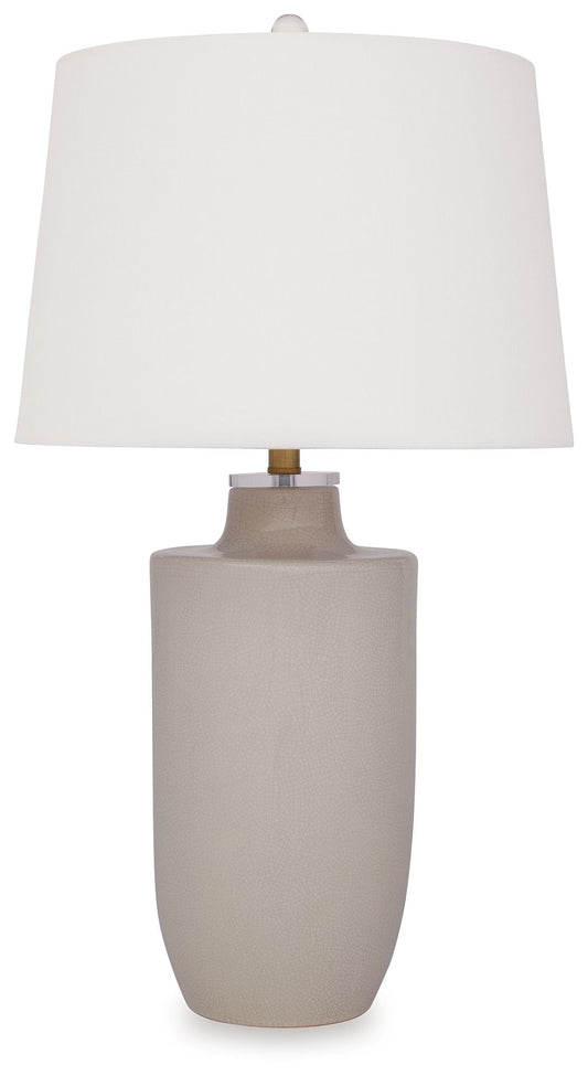 Cylener - Off White - Ceramic Table Lamp - Hornell Furniture Outlet