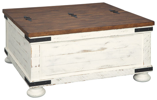 Wystfield - White / Brown - Cocktail Table with Storage - Hornell Furniture Outlet