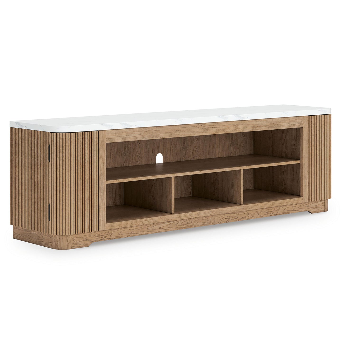 Camdill - XL TV Stand With Fireplace Option - Light Brown - Hornell Furniture Outlet