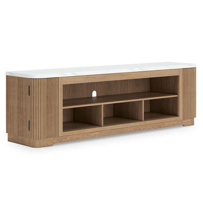 Camdill - XL TV Stand With Fireplace Option - Light Brown - Hornell Furniture Outlet