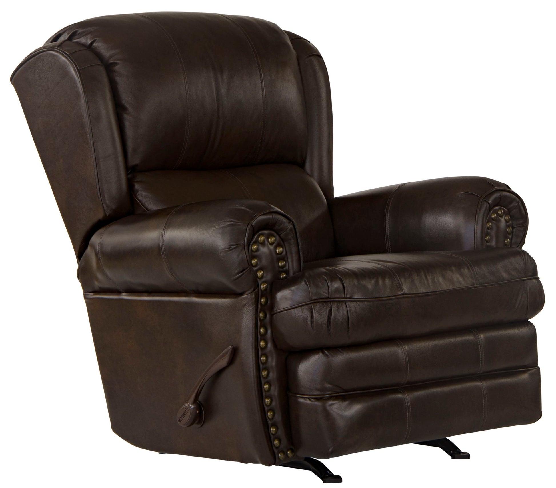 Roberto - Leather Rocker Recliner - Cocoa - Hornell Furniture Outlet