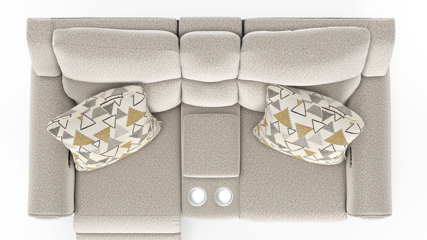 Micah - Power Headrest Power Deep Seat Reclining Console Loveseat - Oatmeal - Hornell Furniture Outlet