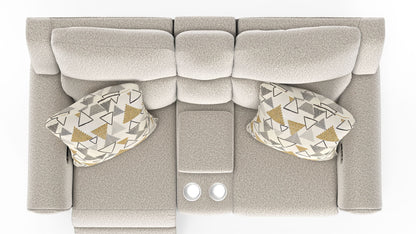Micah - Power Headrest Power Deep Seat Reclining Console Loveseat - Oatmeal - Hornell Furniture Outlet