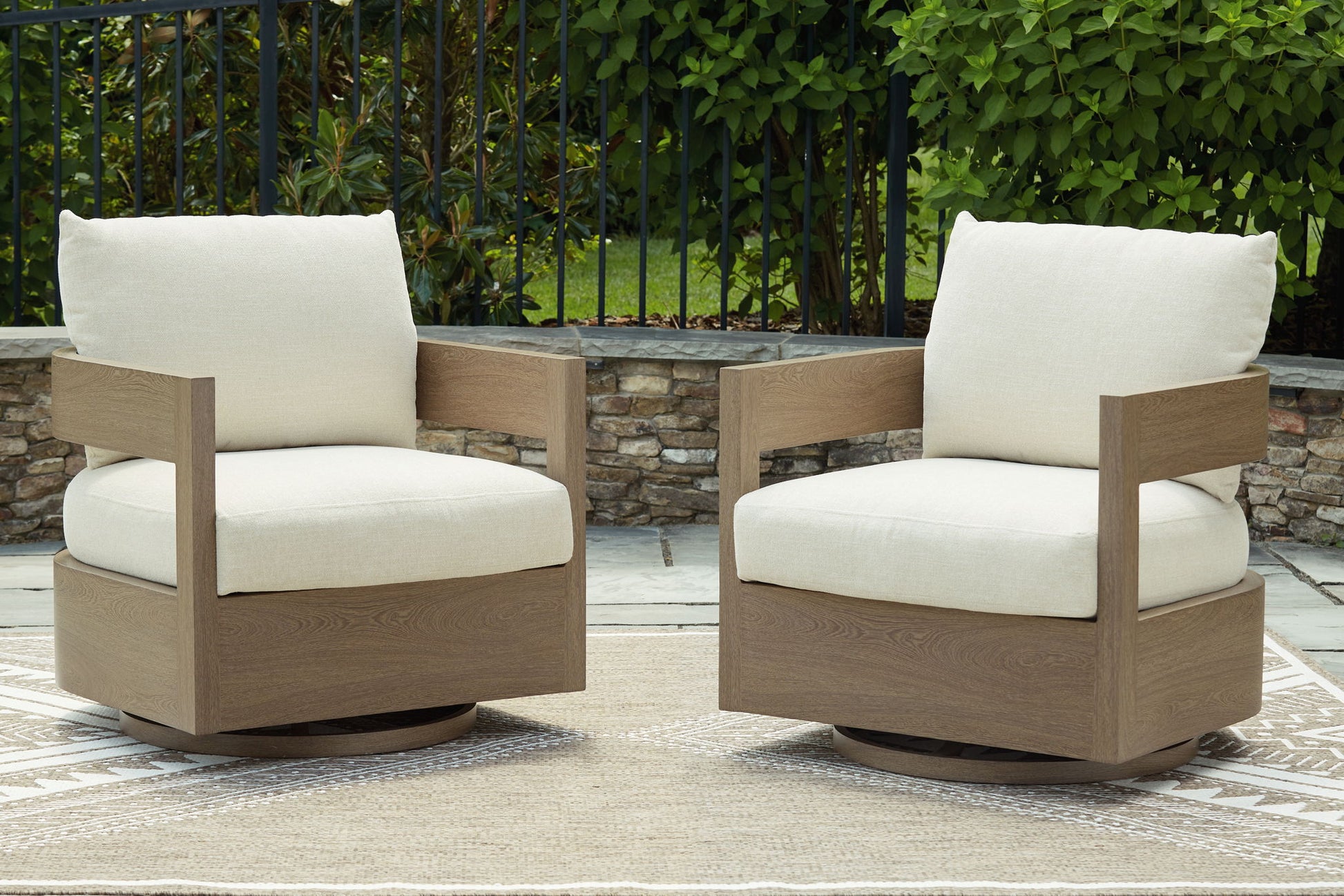 Serene Bay - Dark Brown / White - Swivel Glider Chair With Cushion - Hornell Furniture Outlet