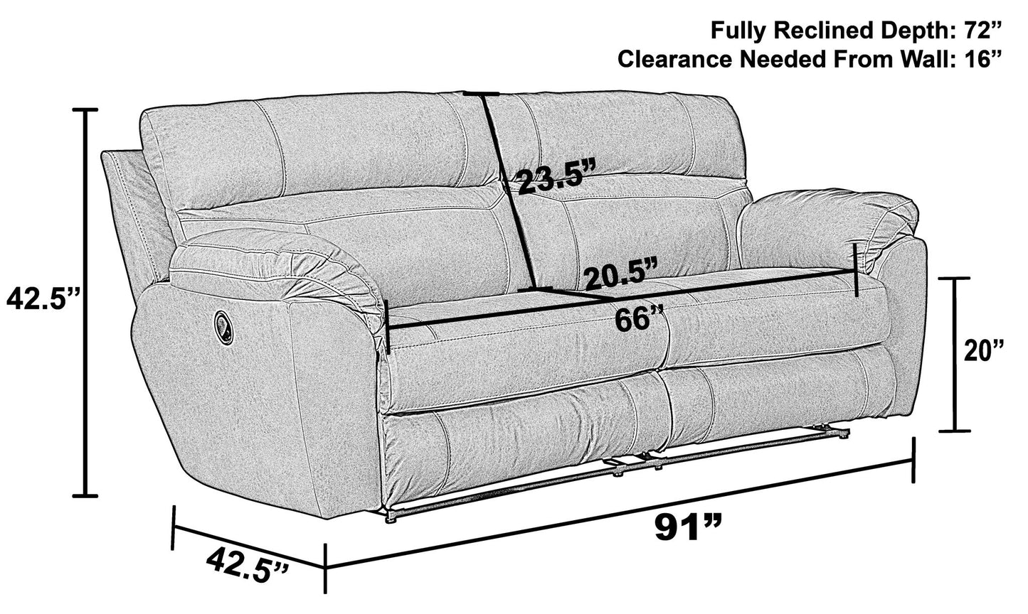 Costa - Power Lay Flat Reclining Sofa - Hornell Furniture Outlet