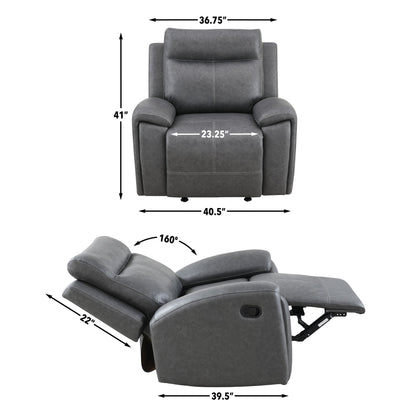 Gaston - Manual Recliner - Gray - Hornell Furniture Outlet