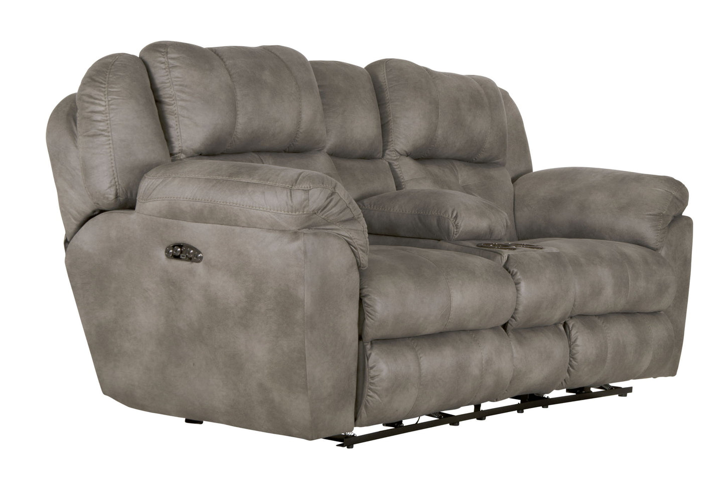 Ferrington - Power Lay Flat Reclining Console Loveseat with Power Adjustable Headrest - Hornell Furniture Outlet