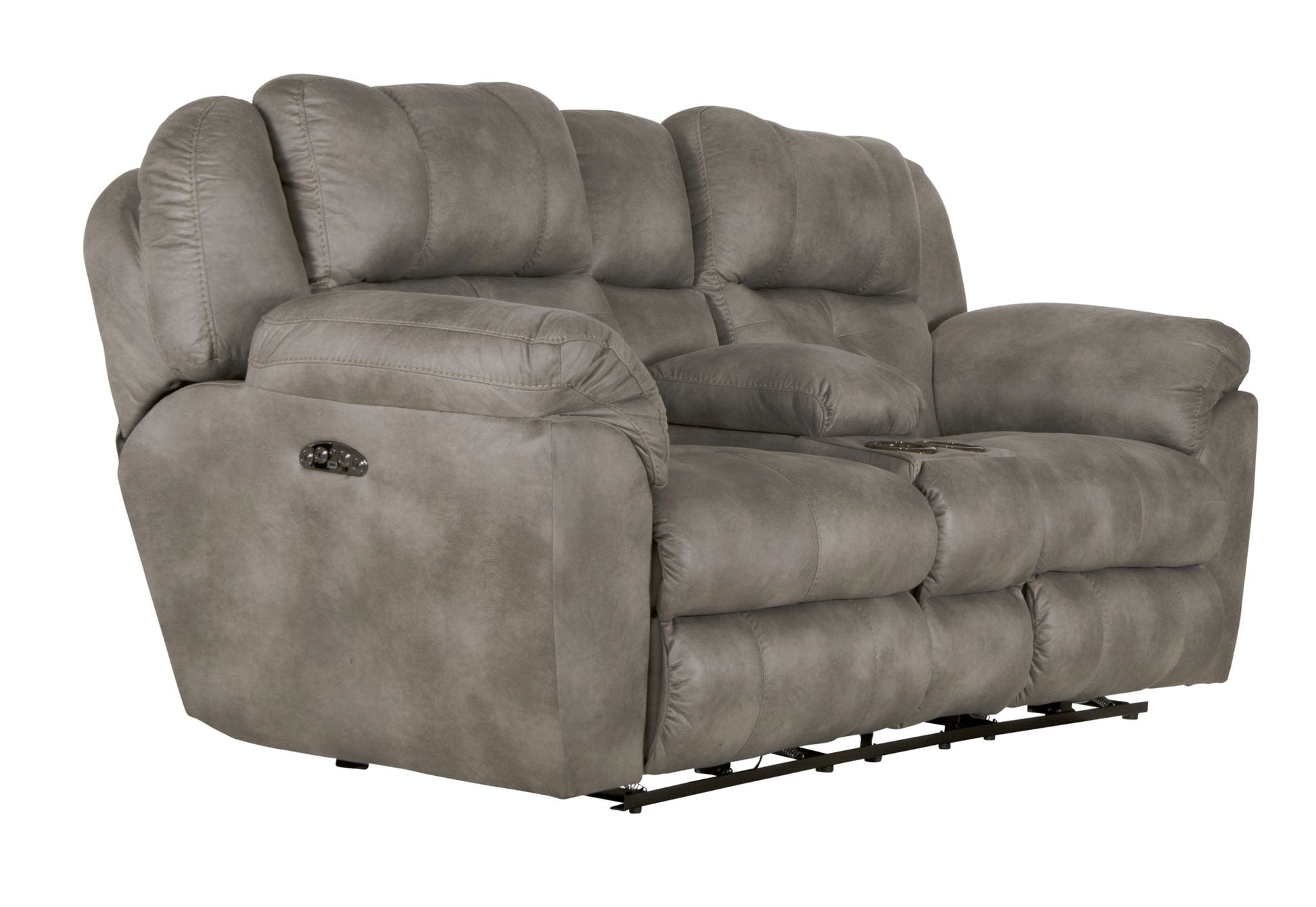 Ferrington - Power Lay Flat Reclining Console Loveseat with Power Adjustable Headrest - Hornell Furniture Outlet