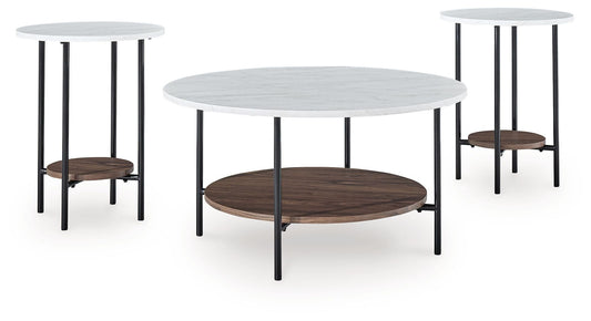 Wrenwich - Brown / Black / White - Occasional Table Set (Set of 3) - Hornell Furniture Outlet