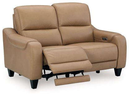 Mosswell - Power Reclining Loveseat With Adj Headrest - Toffee - Hornell Furniture Outlet