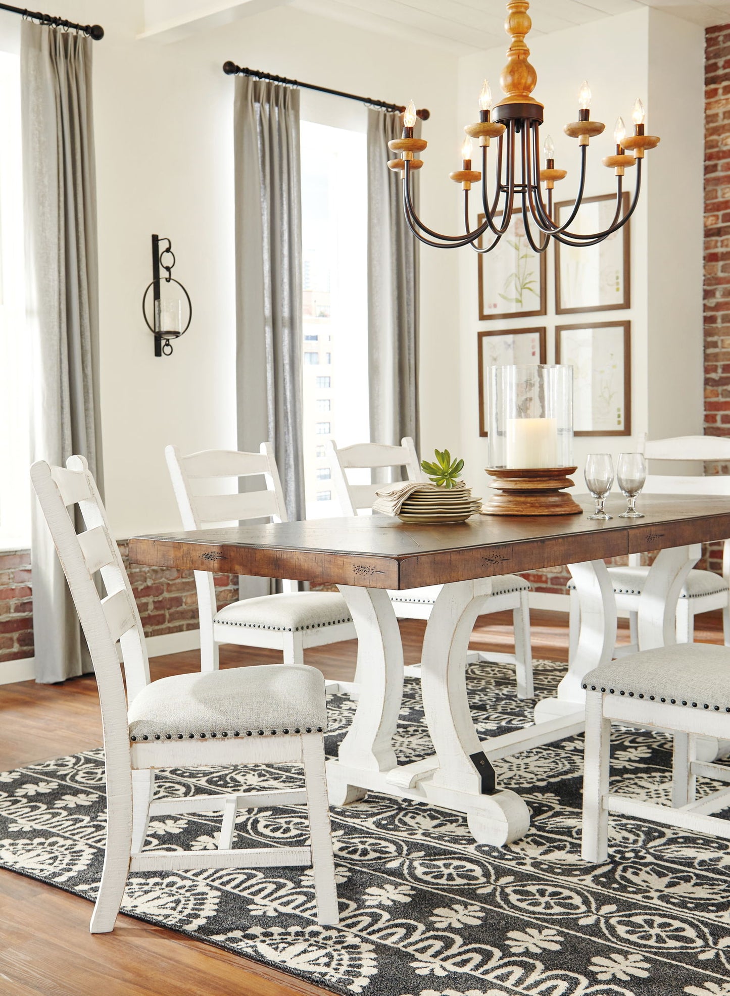 Valebeck - Rectangular Dining Room Table - White / Brown - Hornell Furniture Outlet