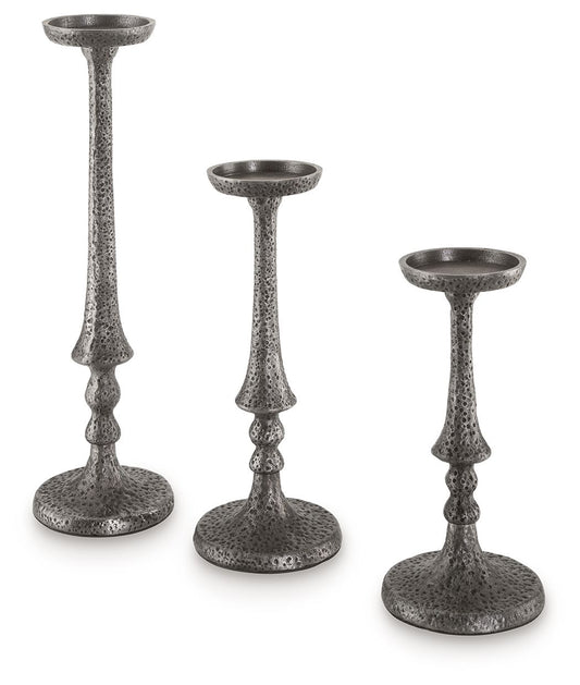 Eravell - Pewter Finish - Candle Holder Set (Set of 3) - Hornell Furniture Outlet