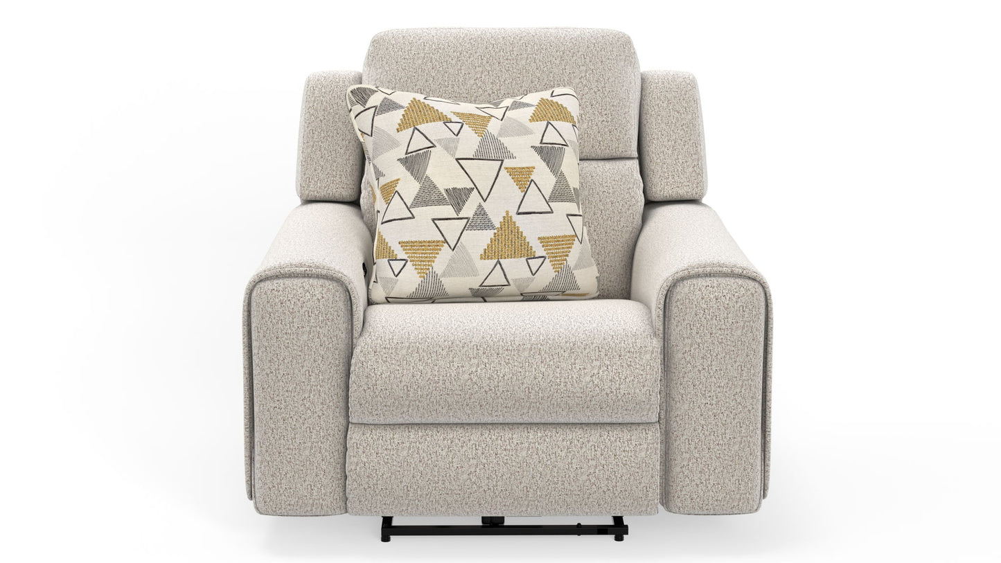 Micah - Power Headrest Power Deep Seat Lay Flat Recliner - Oatmeal - Hornell Furniture Outlet