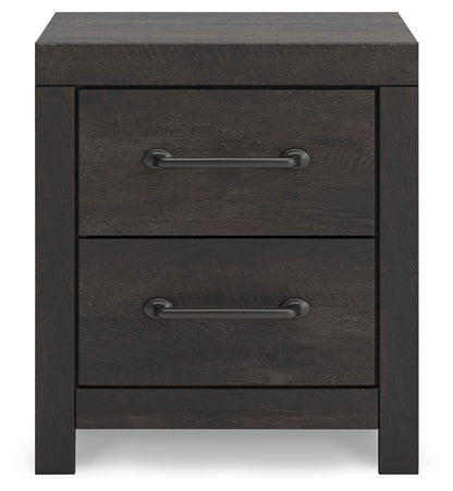 Hollivern - Two Drawer Night Stand - Dark Gray - Hornell Furniture Outlet