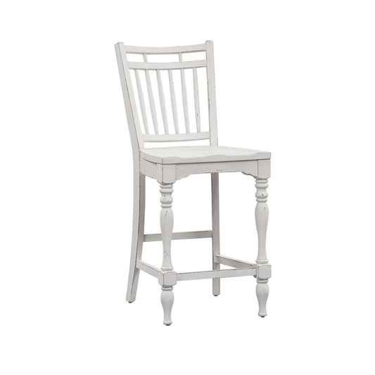 Magnolia Manor - Spindle Back Counter Chair - White - Hornell Furniture Outlet