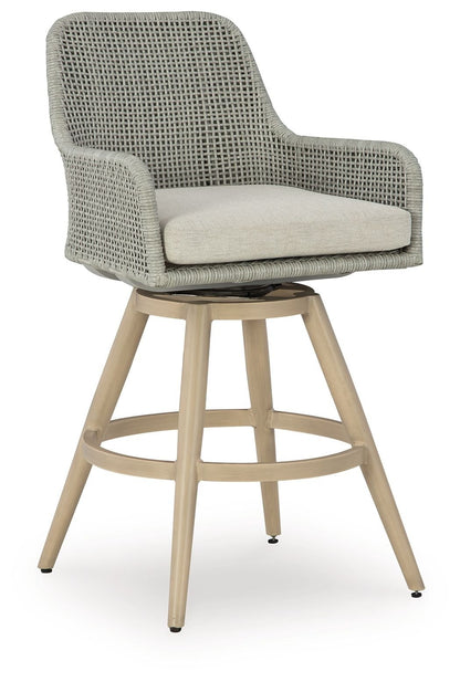 Seton Creek - Beige / Gray - Barstool With Cushion (Set of 2) - Hornell Furniture Outlet