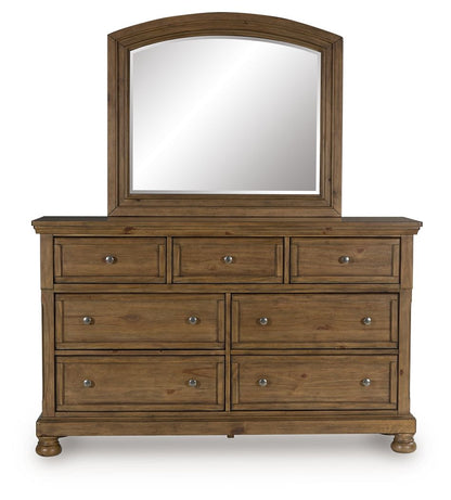 Feddinger - Medium Brown - Dresser And Mirror - Hornell Furniture Outlet