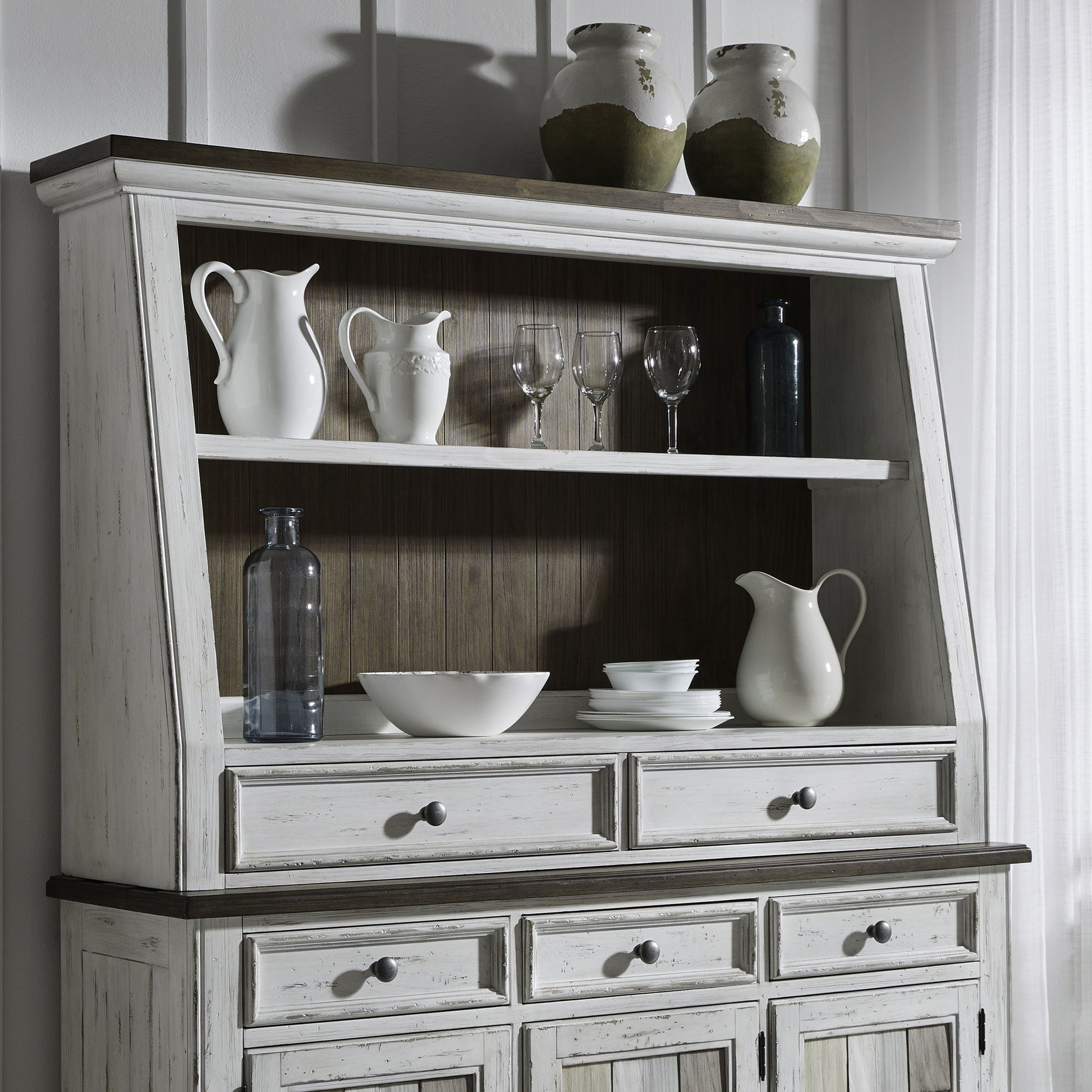 River Place - Angled Server Hutch - White - Hornell Furniture Outlet