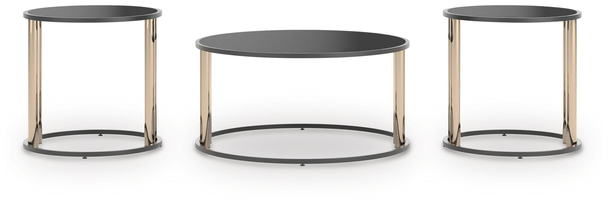 Hannerly - Black / Gold Finish - Occasional Table Set (Set of 3) - Hornell Furniture Outlet