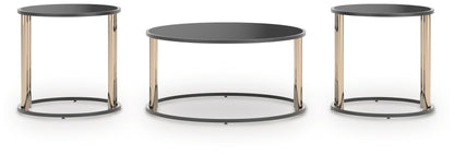 Hannerly - Black / Gold Finish - Occasional Table Set (Set of 3) - Hornell Furniture Outlet