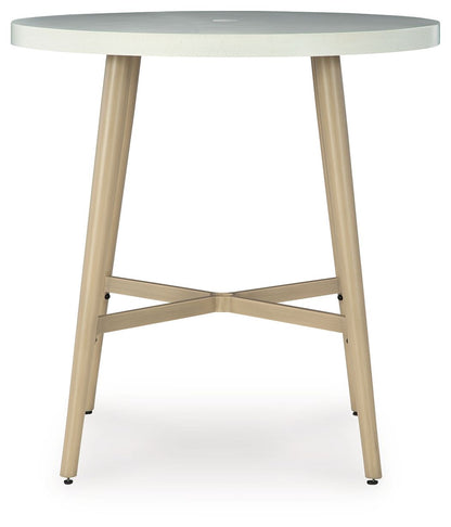 Seton Creek - Beige - Round Bar Table With Umbrella Option - Hornell Furniture Outlet