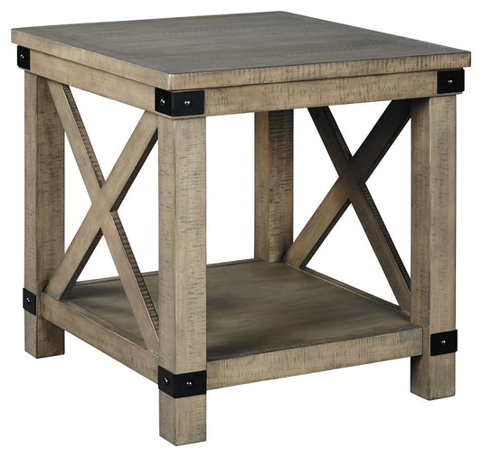 Aldwin - Gray - Rectangular End Table - Crossbuck Styling - Hornell Furniture Outlet