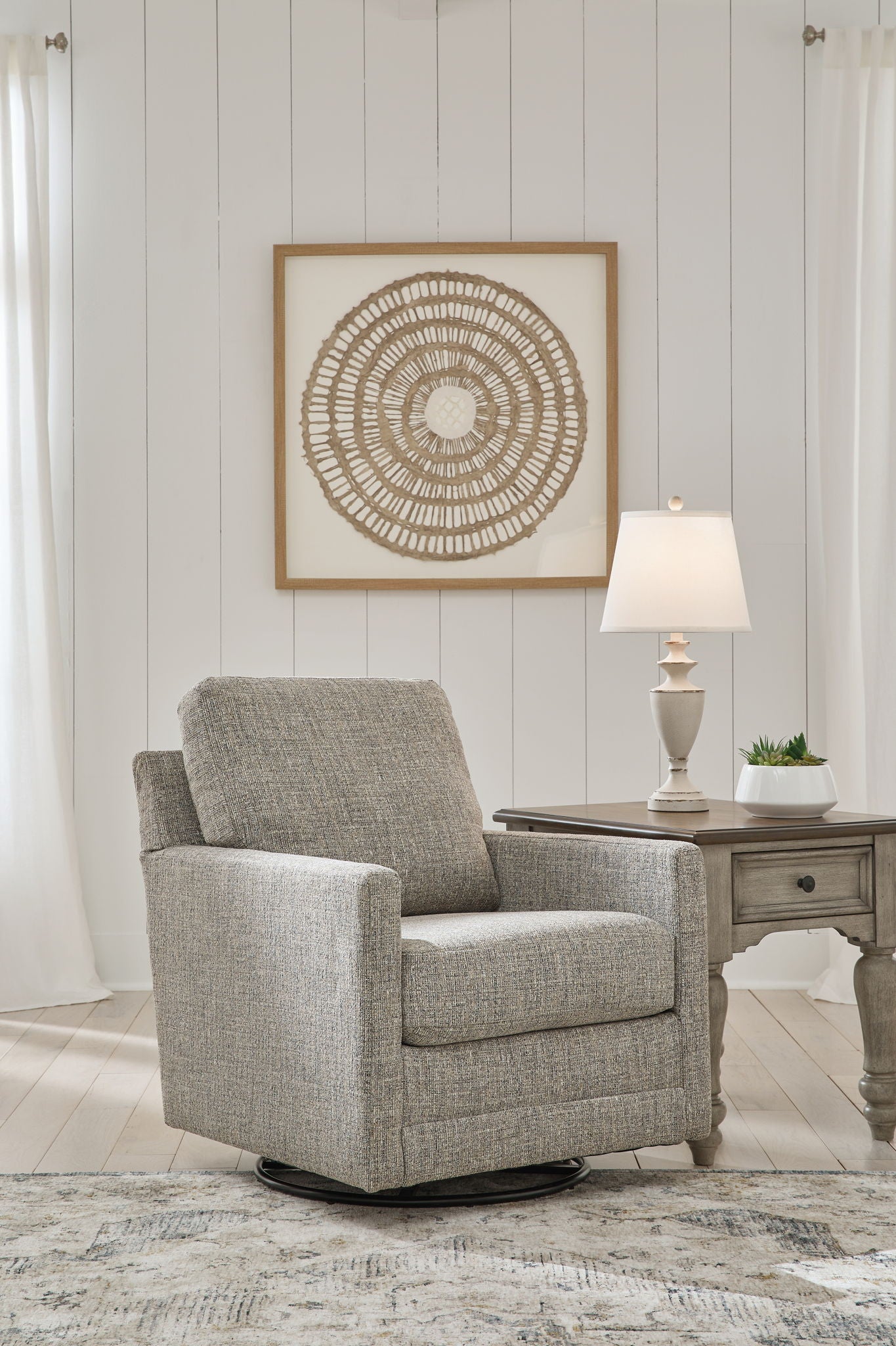 Bralynn - Linen - Swivel Glider Accent Chair - Hornell Furniture Outlet