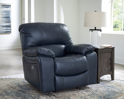 Leesworth - 3 Pc. - Power Reclining Sofa, Power Reclining Loveseat, Power Rocker Recliner - Ocean - Hornell Furniture Outlet