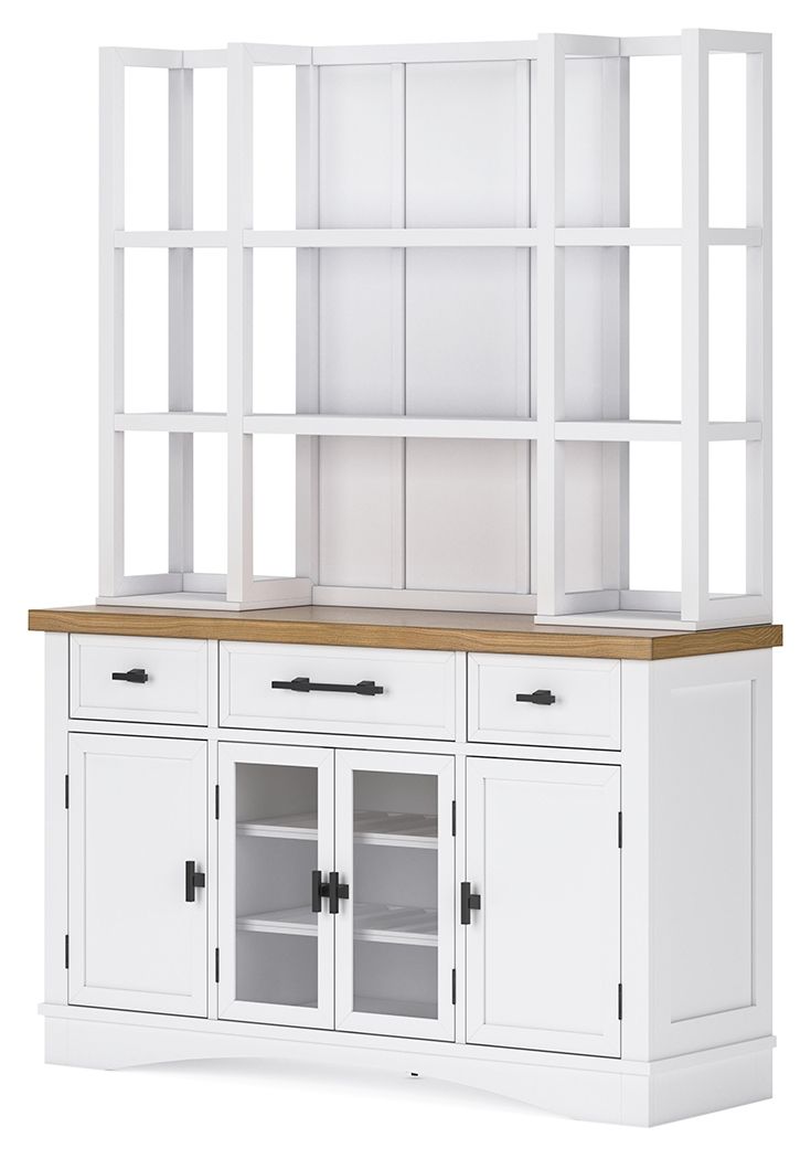 Ashbryn - White / Natural - Dining Server And Hutch - Hornell Furniture Outlet