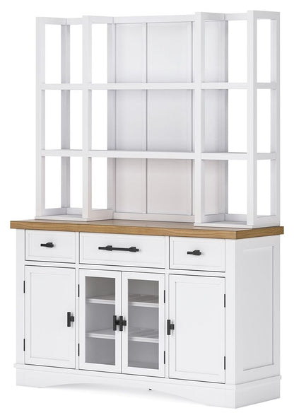 Ashbryn - White / Natural - Dining Server And Hutch - Hornell Furniture Outlet