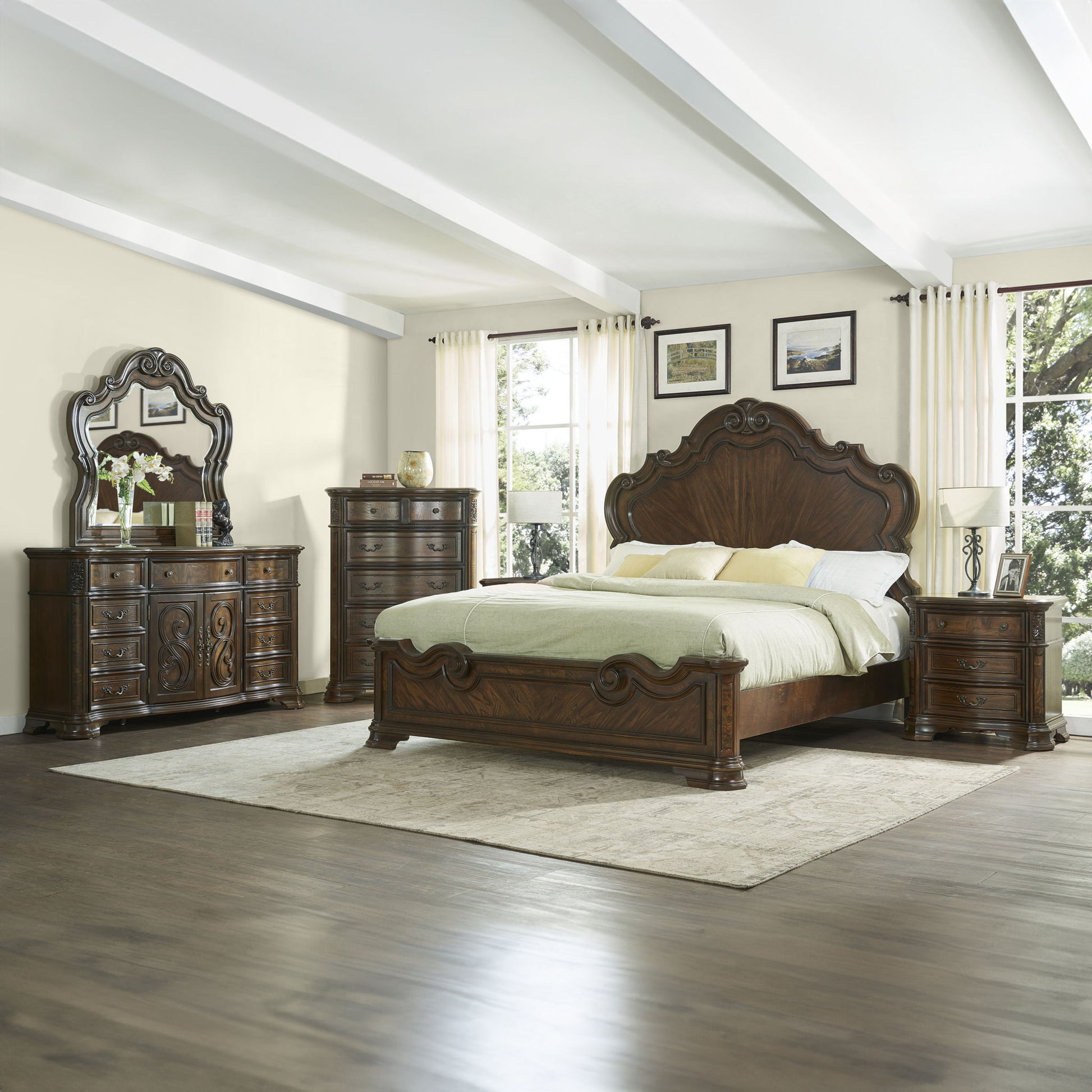 Royale - Queen 6 Piece Set - Brown - Hornell Furniture Outlet