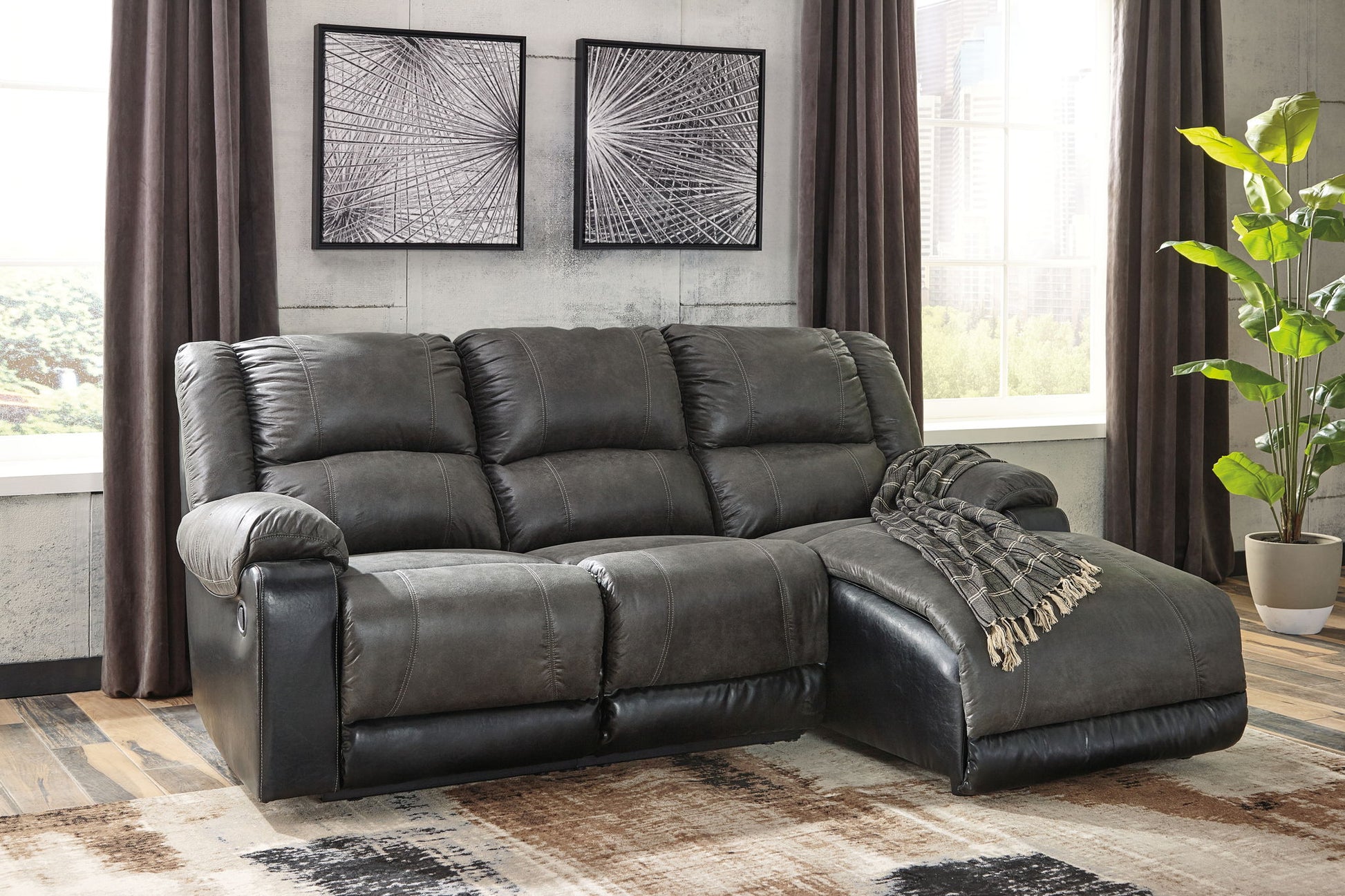 Nantahala - Reclining Sectional With Chaise - Hornell Furniture Outlet